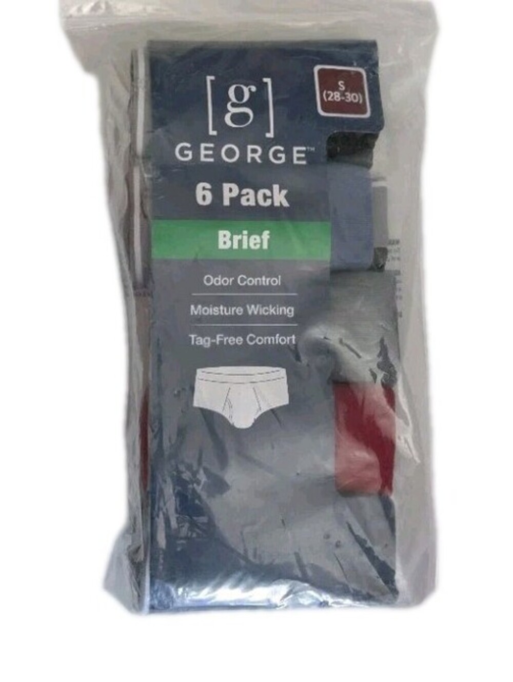 George Men's Briefs, 6-Pack, Assorted Colors Size S